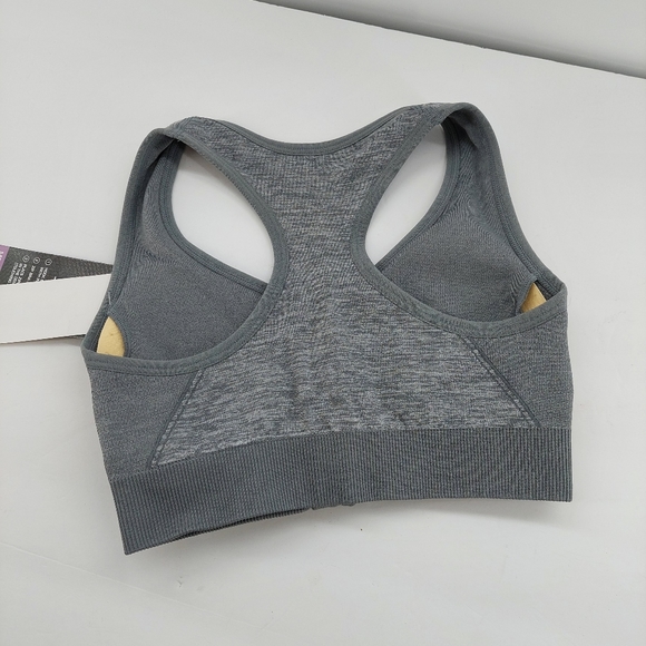 AVIA size S  Seamless ZIP Front Racerback SPORTS BRA  Wire-free LIGHT GRAY  Z21 - Picture 5 of 6